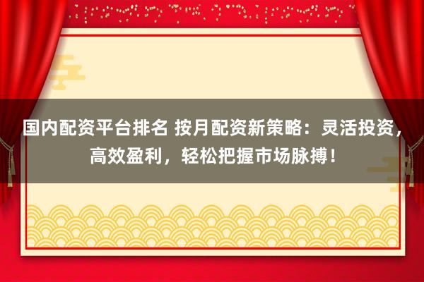 国内配资平台排名 按月配资新策略：灵活投资，高效盈利，轻松把握市场脉搏！