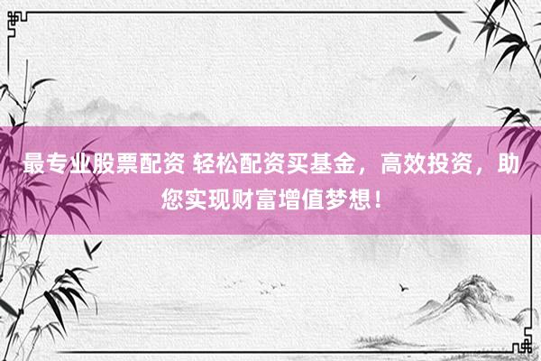 最专业股票配资 轻松配资买基金，高效投资，助您实现财富增值梦想！