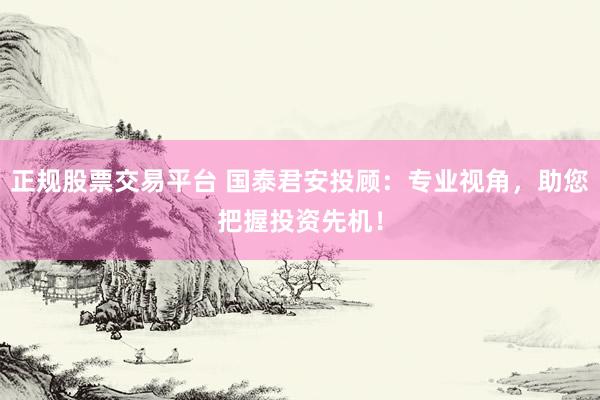 正规股票交易平台 国泰君安投顾：专业视角，助您把握投资先机！