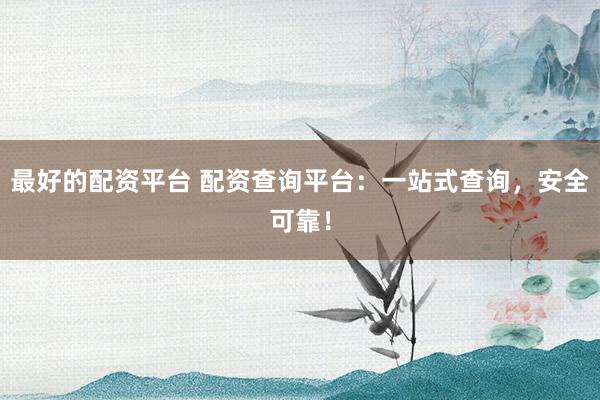 最好的配资平台 配资查询平台：一站式查询，安全可靠！