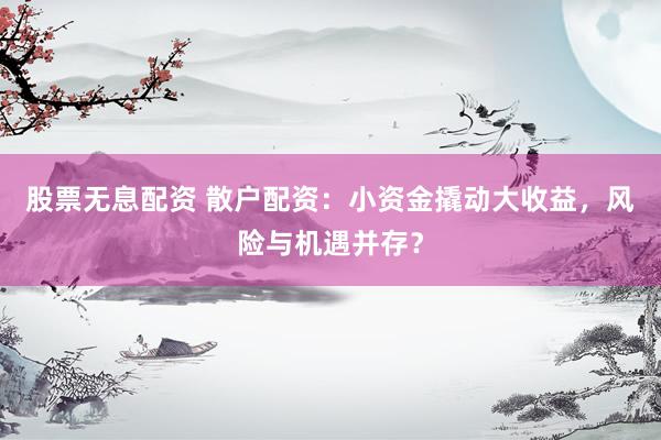 股票无息配资 散户配资：小资金撬动大收益，风险与机遇并存？
