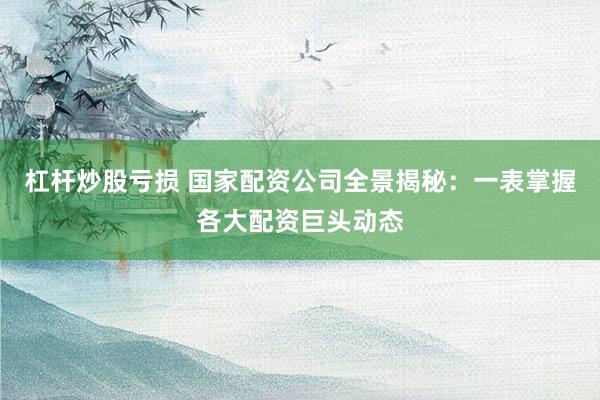 杠杆炒股亏损 国家配资公司全景揭秘：一表掌握各大配资巨头动态