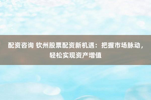 配资咨询 钦州股票配资新机遇：把握市场脉动，轻松实现资产增值