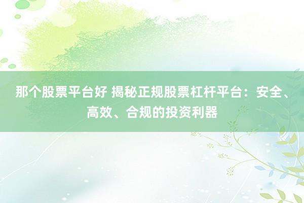 那个股票平台好 揭秘正规股票杠杆平台：安全、高效、合规的投资利器
