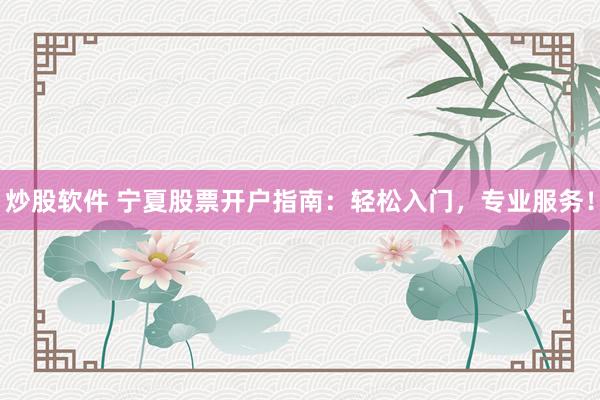 炒股软件 宁夏股票开户指南：轻松入门，专业服务！