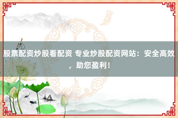 股票配资炒股看配资 专业炒股配资网站:安全高效,助您盈利!