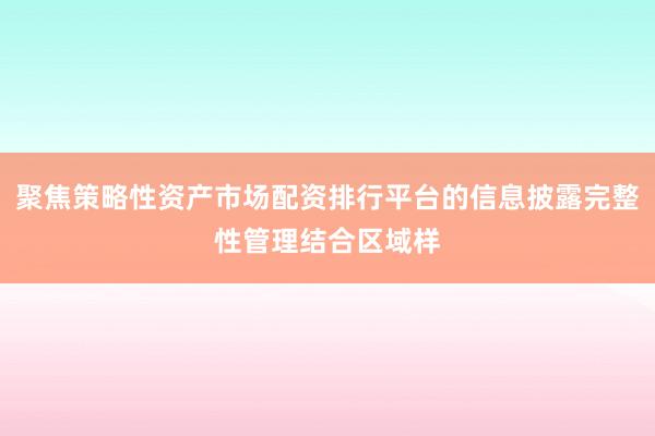聚焦策略性资产市场配资排行平台的信息披露完整性管理结合区域样