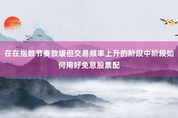 在在指数节奏放缓但交易频率上升的阶段中阶段如何用好免息股票配