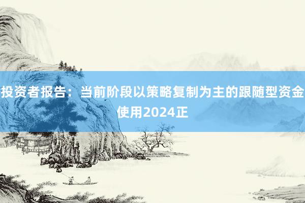 投资者报告：当前阶段以策略复制为主的跟随型资金使用2024正