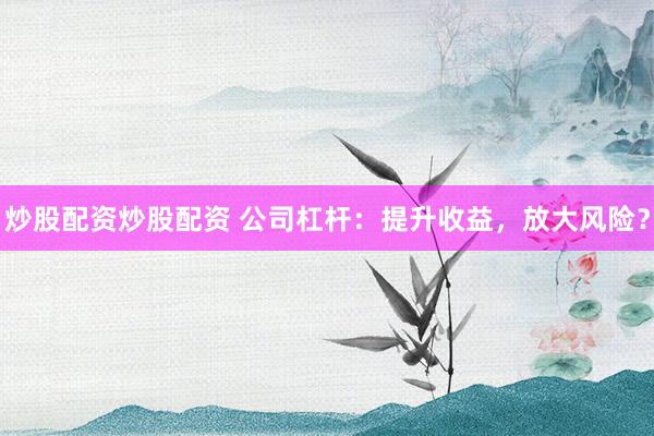 炒股配资炒股配资 公司杠杆:提升收益,放大风险?
