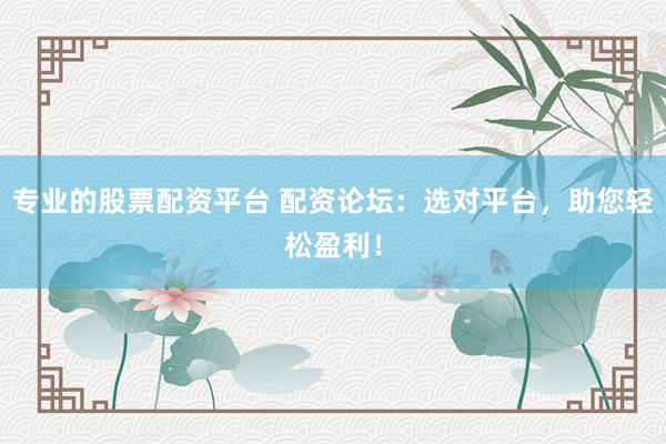 专业的股票配资平台 配资论坛：选对平台，助您轻松盈利！