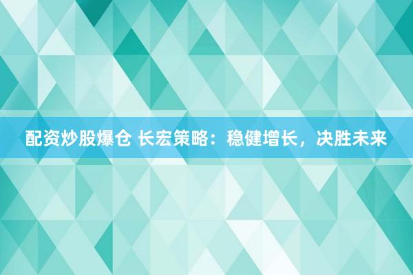 配资炒股爆仓 长宏策略：稳健增长，决胜未来