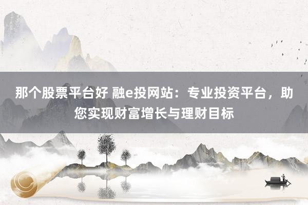 那个股票平台好 融e投网站：专业投资平台，助您实现财富增长与理财目标