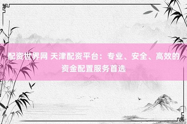 配资世界网 天津配资平台:专业、安全、高效的资金配置服务首选