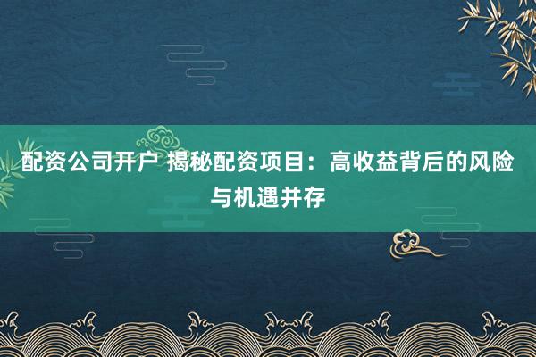 配资公司开户 揭秘配资项目：高收益背后的风险与机遇并存